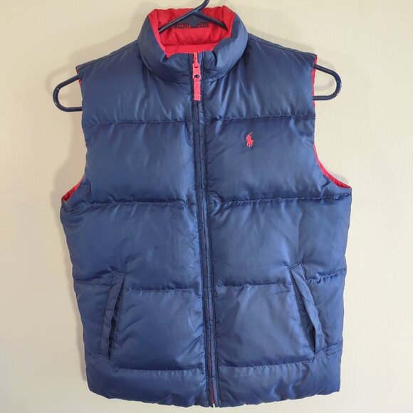 Polo Ralph Lauren Down Puffer Vest Logo Pony Reversible Red/Blue Youth Size 7 - Picture 7 of 10